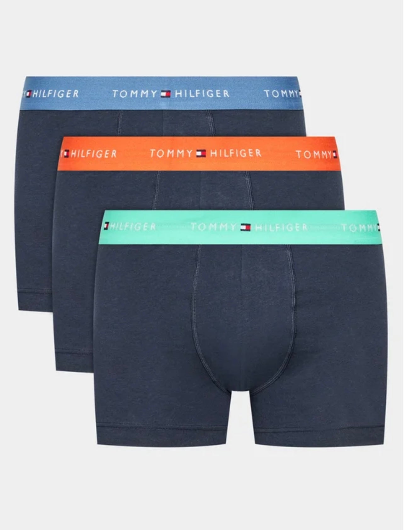 Tommy Hilfiger Signature Cotton Essentials 3 Pack Trunk Set - Deep Orange/Jade Green/Blue Coast