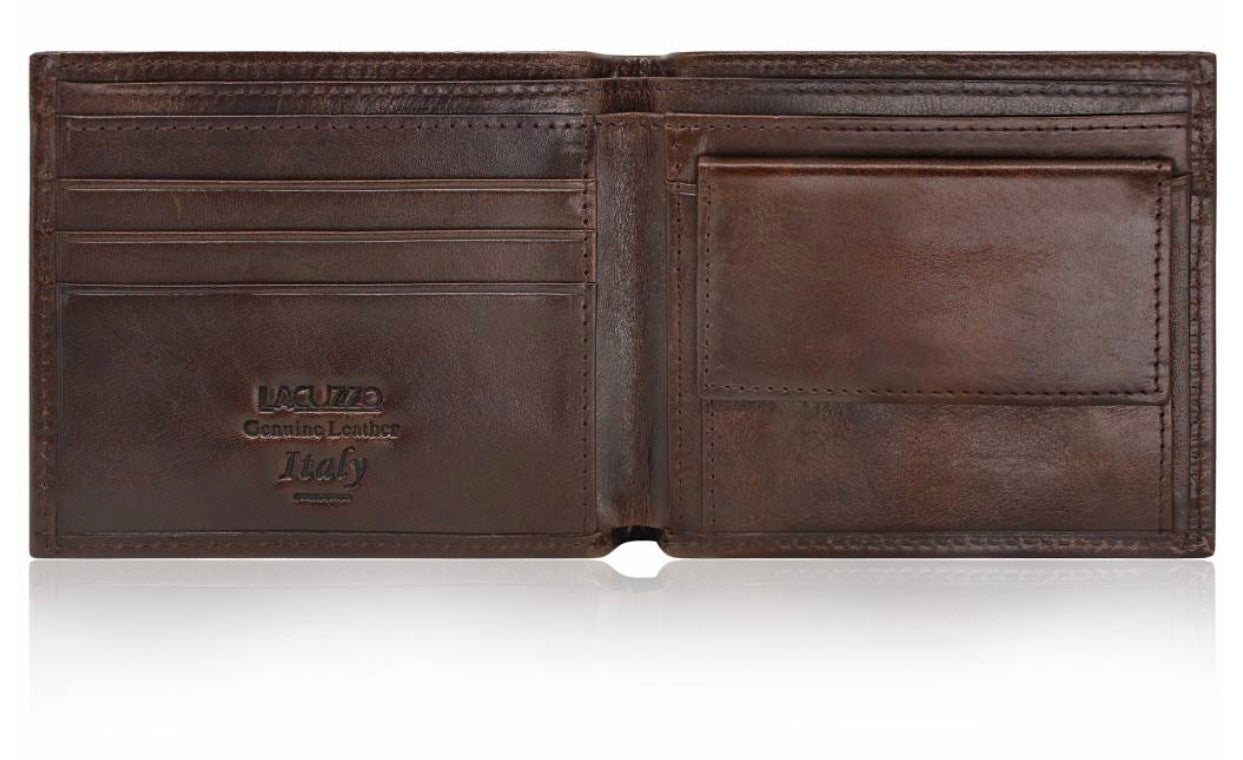 Lacuzzo Bi-Fold Wallet LW-9 Dark Brown