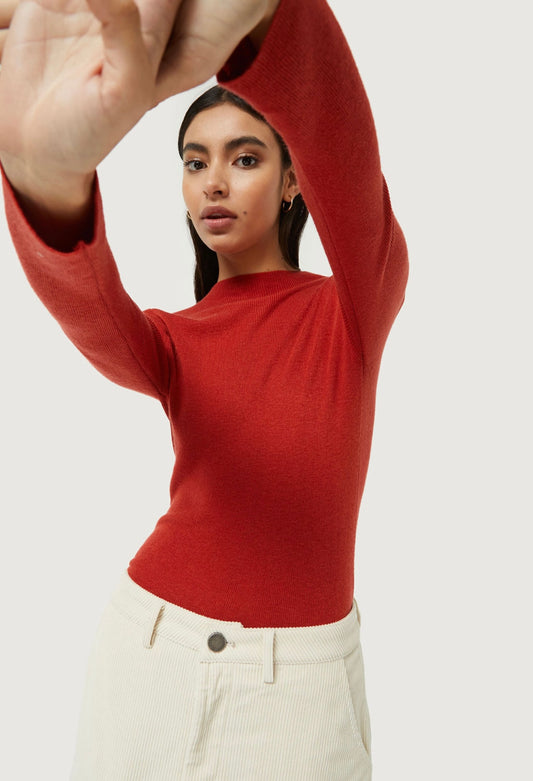 Compañia Fantastica - Perkin Collar Fine Knit Top - Red