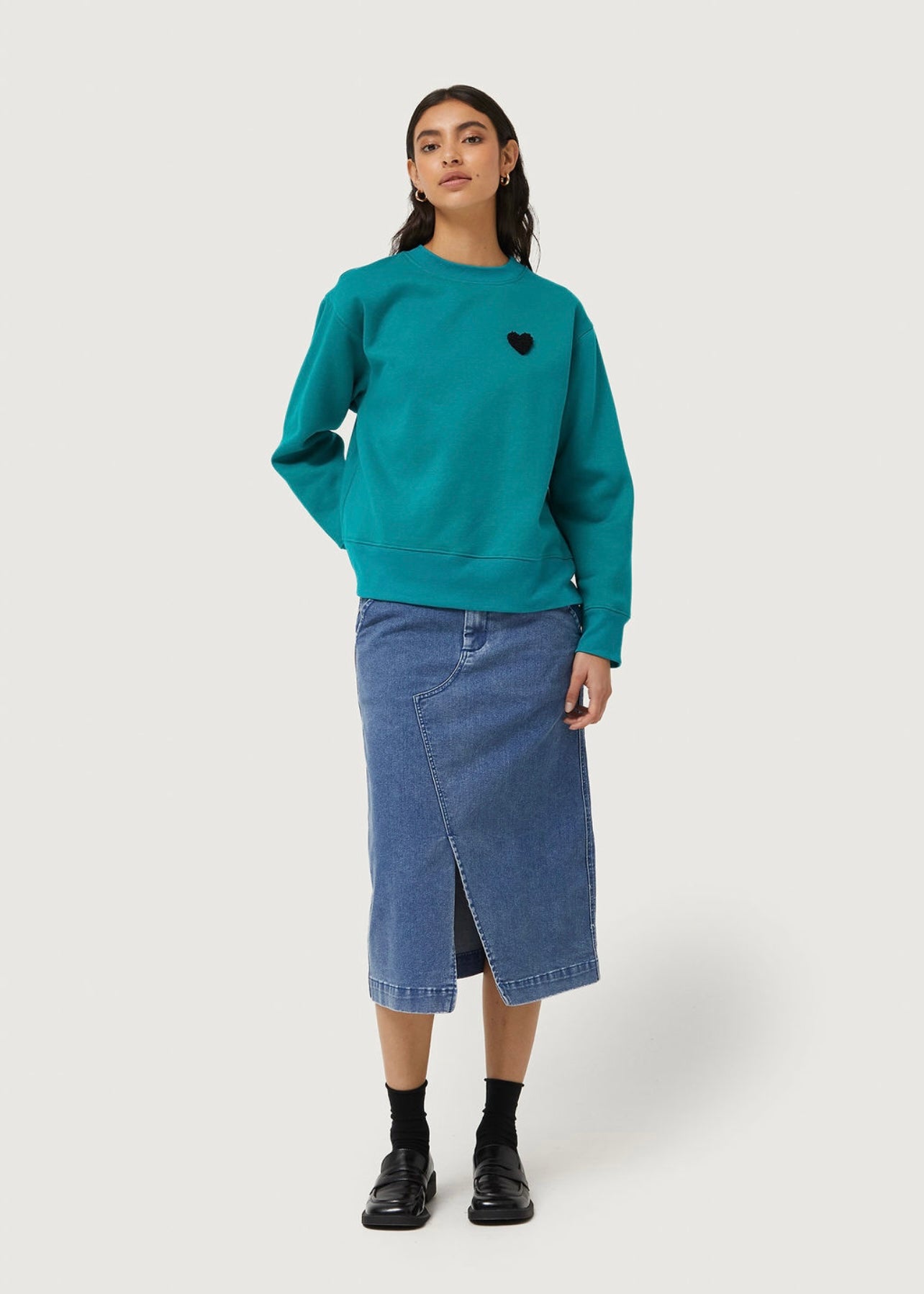 Compañia Fantastica - Micro Heart Sweatshirt - Teal