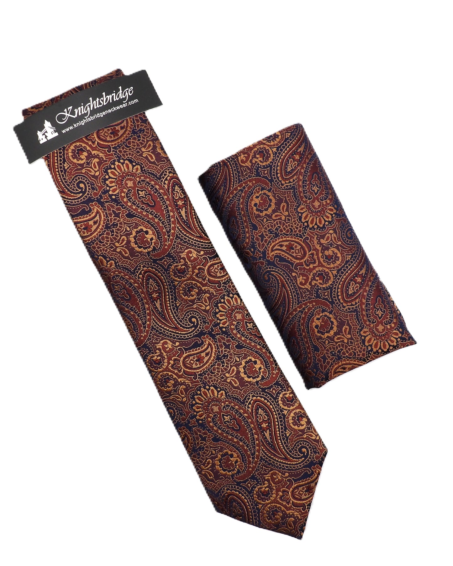 Brown/Copper Paisley Tie & Pocket Square