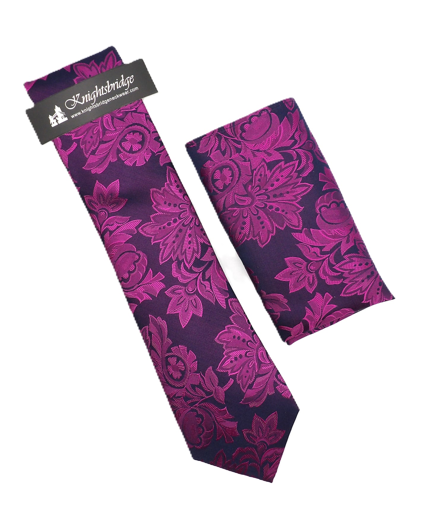 Tonal Pink Floral Silk Tie & Pocket Square