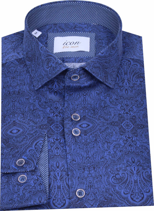Icon Navy Paisley Print Shirt