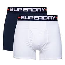 Superdry 2 Pack Organic Cotton Boxer Set - Rich Navy/White