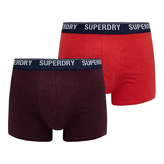 Superdry 2 Pack Organic Cotton Boxer Set - Burgundy/Red