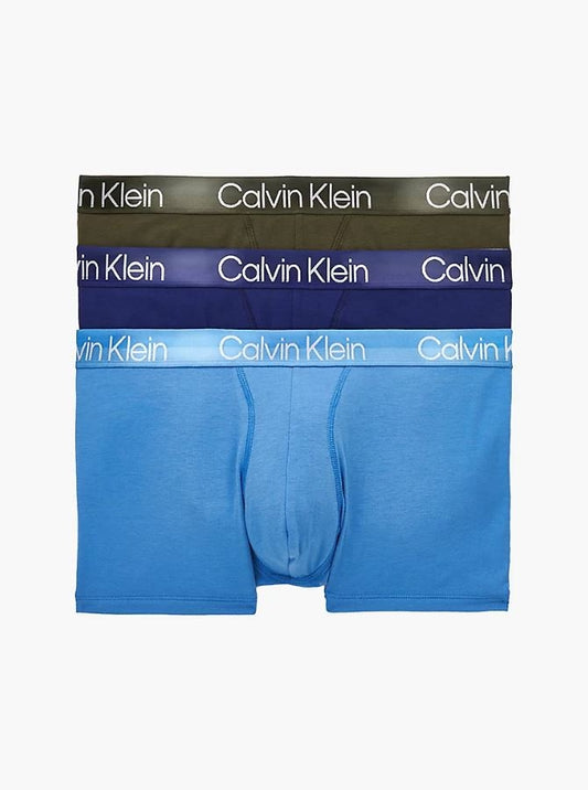Calvin Klein Modern Structure 3 Pack Cotton Stretch Boxer Set - Active Blue/Army Green