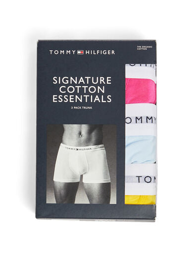 Tommy Hilfiger Signature Cotton Essentials 3 Pack Trunk Set - Hot Magenta/Lum Blue/Vivid Yellow