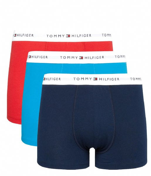 Tommy Hilfiger Signature Cotton Essentials 3 Pack Trunk Set - Shocking Blue/Primary Red/Carbon