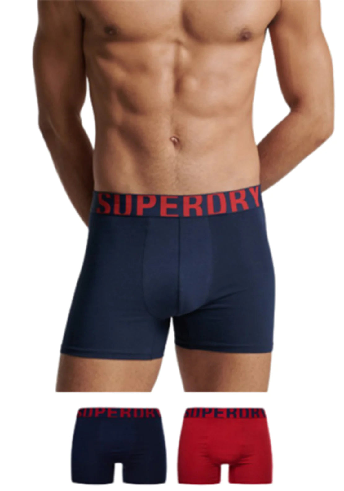 Superdry 2 Pack Organic Cotton Boxer Set - Richest Navy/Risk Red