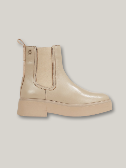 Tommy Hilfiger - Minimal Leather Short Boot - Beige