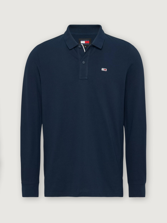 Tommy Jeans - Slim Placket Long Sleeve Polo - Dark Night Navy