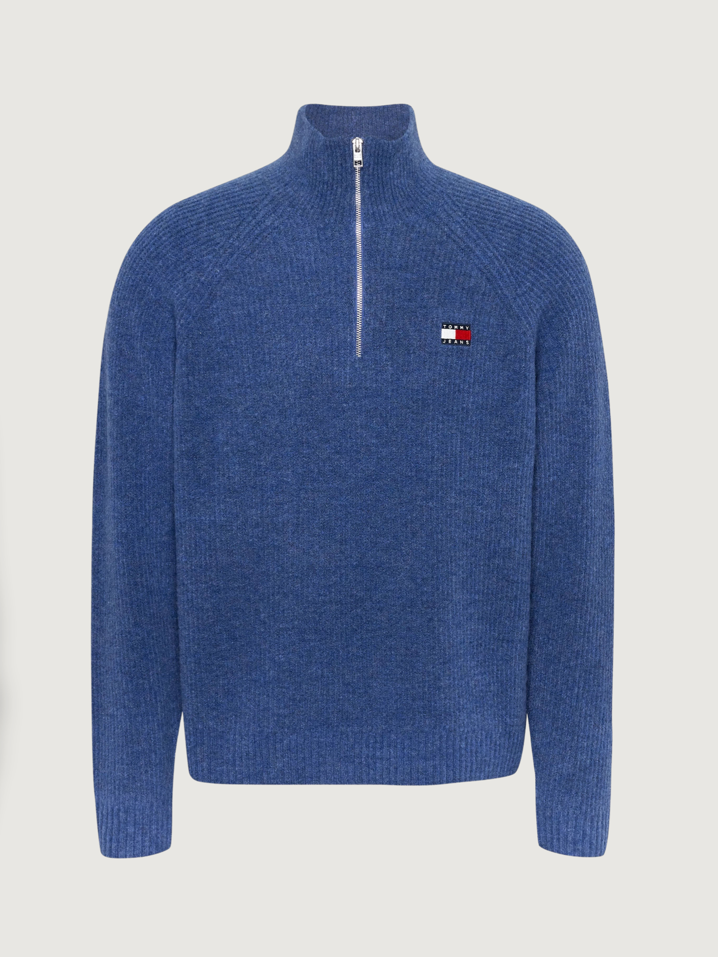 Tommy Jeans - Raglan Badge 1/2 Zip Sweater - Bright Blue Melange