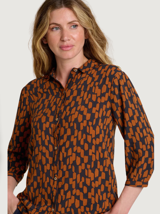 Brush Strokes Blouse - Autumn Abstract