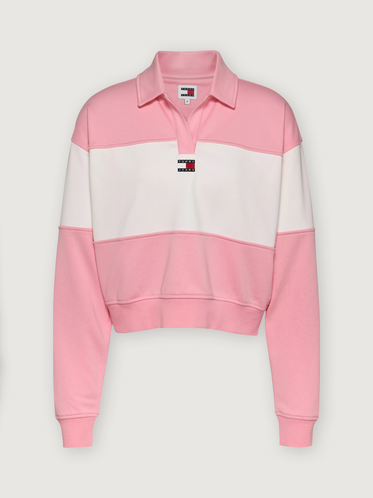 Block Stripe Rugby Sweatshirt - Ballet Pink