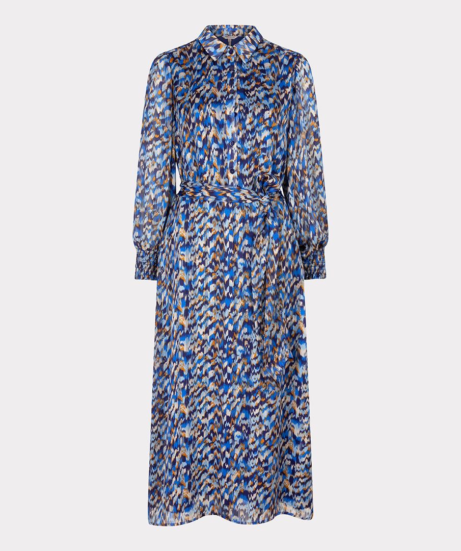 EsQualo - Mystery Estate Print Dress - Blue Multi