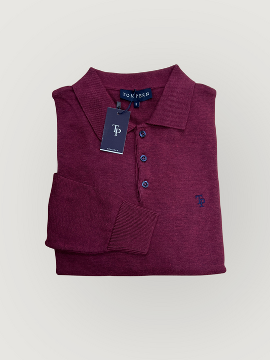 TP055 Long Sleeve Knitted Polo - Burgundy