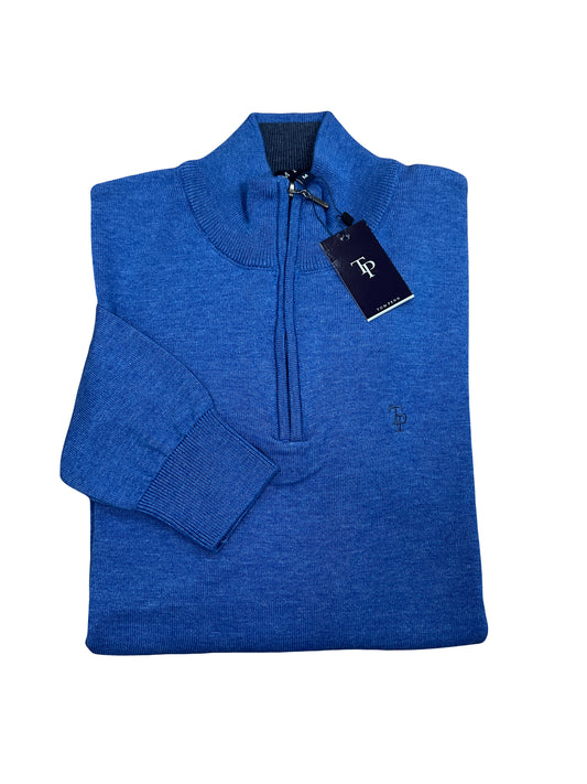 Tom Penn TP053K 1/4 Zip Sweater - Cornflower Blue