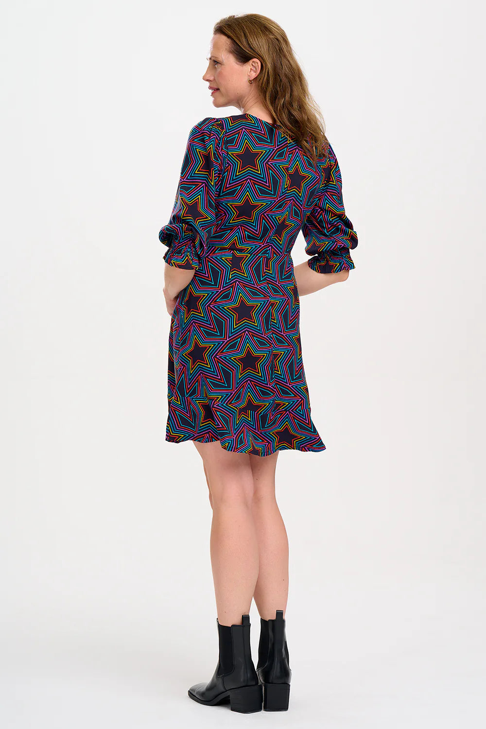 Sugarhill Brighton - Lorelei Mini Dress - Black, Rainbow Star Explosion