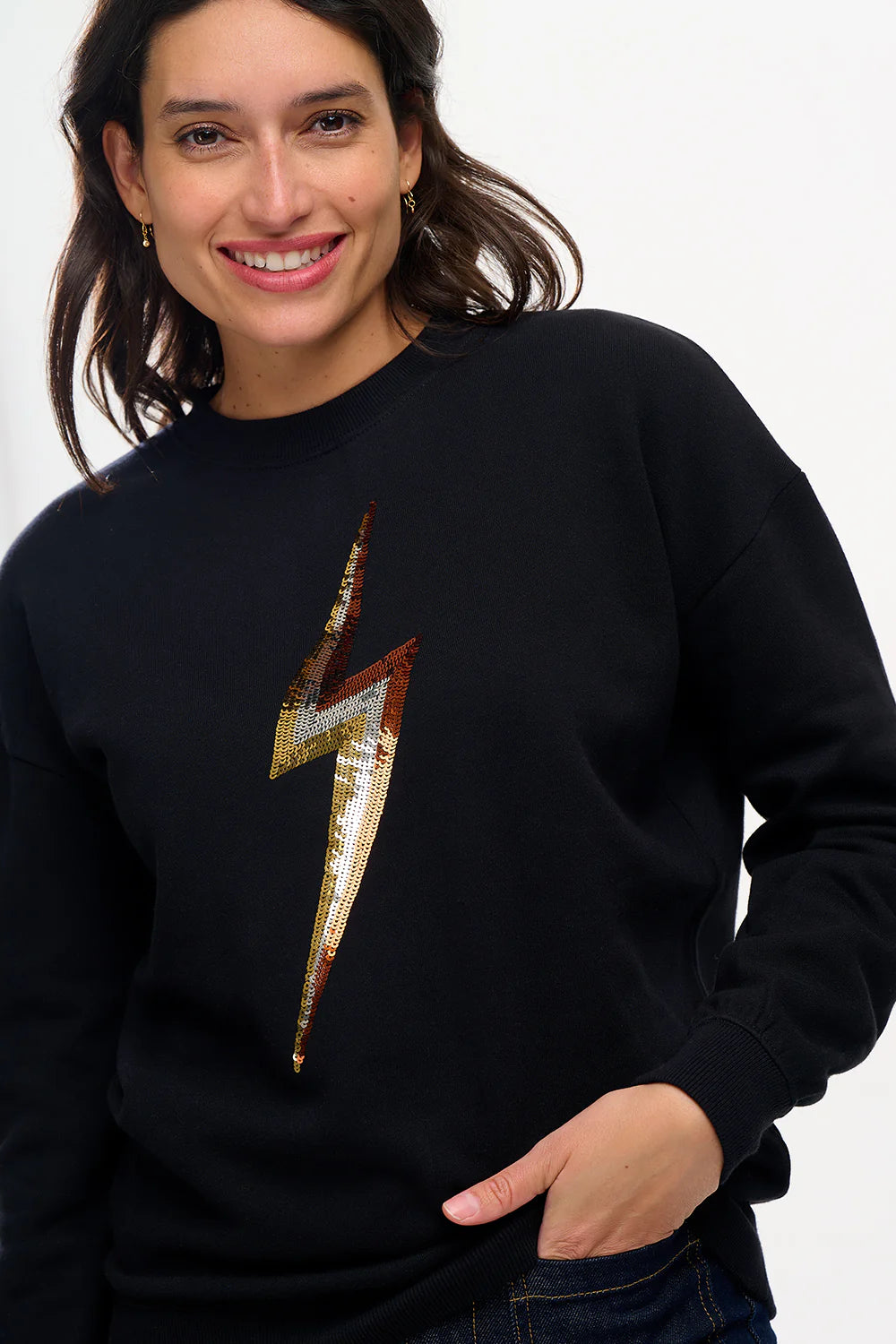 Sugarhill Brighton - Sylvie Sweatshirt - Black, Sequin Lightning