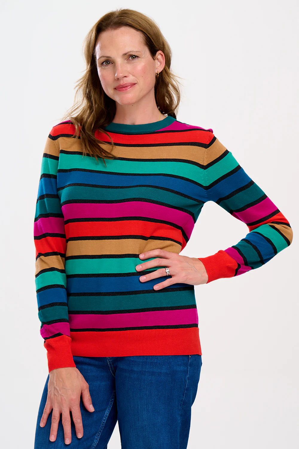 Sugarhill Brighton - Astrid Jumper - Multi, Rainbow Stripes