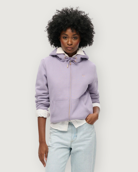 Essential Borg Lined Zip Hoodie - Lilac