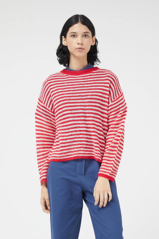 Compania Fantastica Fine Knit Striped Sweater - Red/White