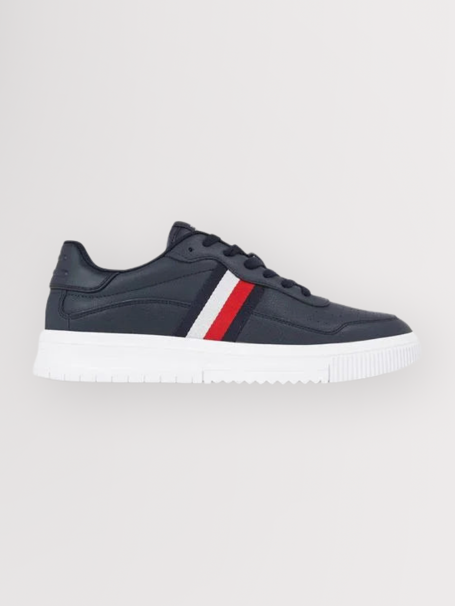 Tommy Hilfiger Supercup Stripe Leather Trainer - Navy