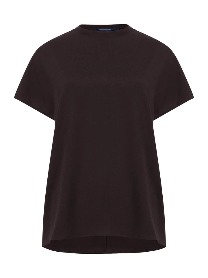 Crepe Light Crew Neck Top - Chocolate Ganache