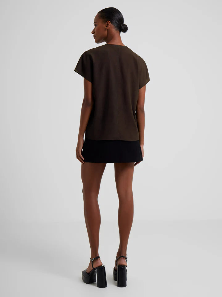 Crepe Light Crew Neck Top - Chocolate Ganache