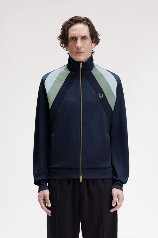 Striped Panel Track Jacket - Dark Airforce