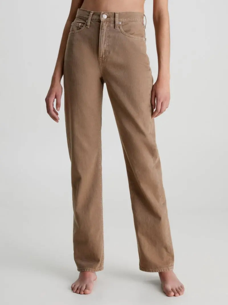 CALVIN KLEIN HIGH RISE STRAIGHT JEANS - BROWN