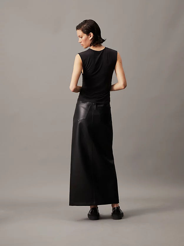 Calvin Klein Faux Leather Maxi Skirt - Black