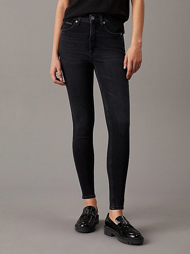 Calvin Klein - High Rise Super Skinny Ankle Jeans - Denim Black