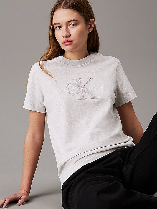 Calvin Klein Chenille Monogram T-shirt - Grey