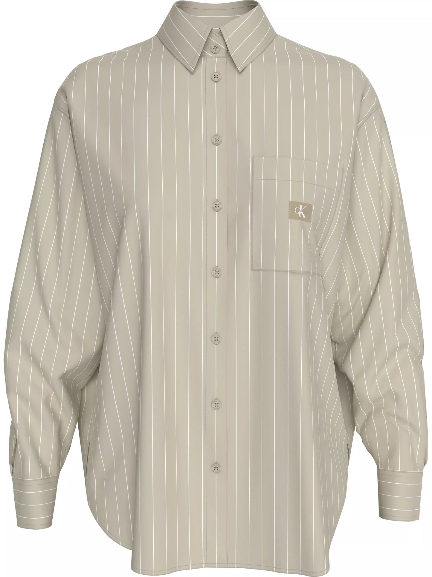 Calvin Klein Jeans - Relaxed Cotton Poplin Shirt - Pelican White Stripe