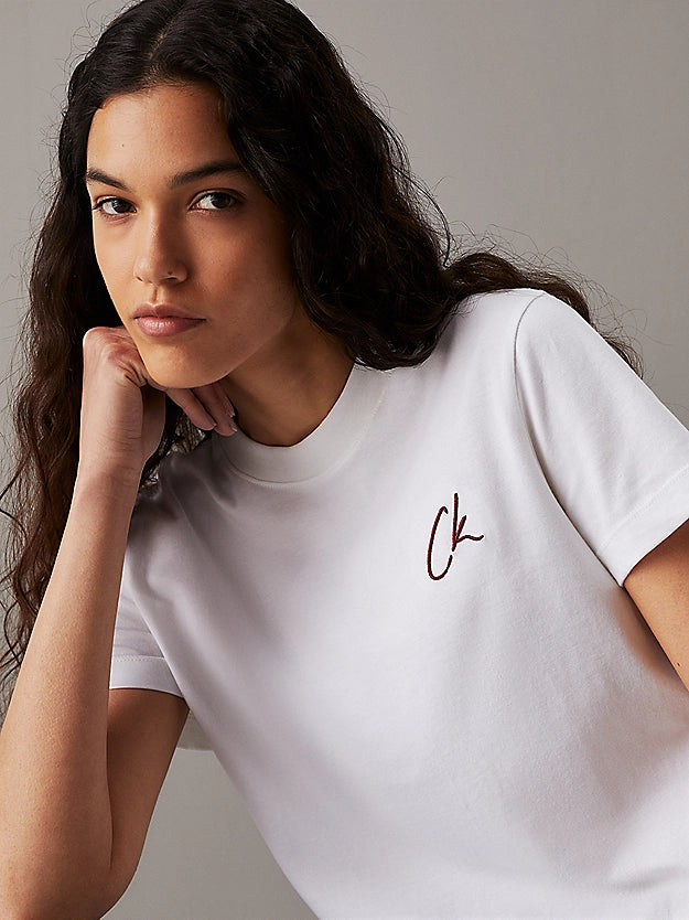 Calvin Klein Jeans - Embroidered Logo T-Shirt - Bright White