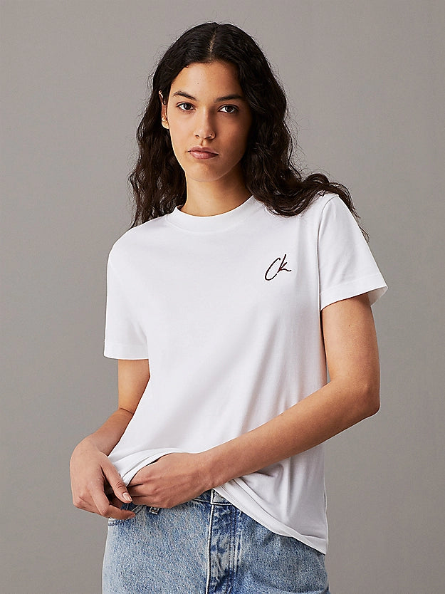 Calvin Klein Jeans - Embroidered Logo T-Shirt - Bright White