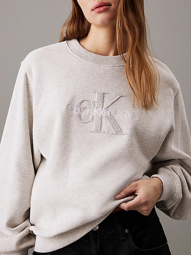 Calvin Klein - Relaxed Chenille Monogram Sweatshirt - Grey