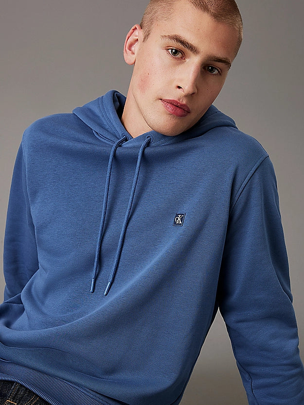 Calvin Klein - Cotton Terry Badge Hoodie - Blue Coast