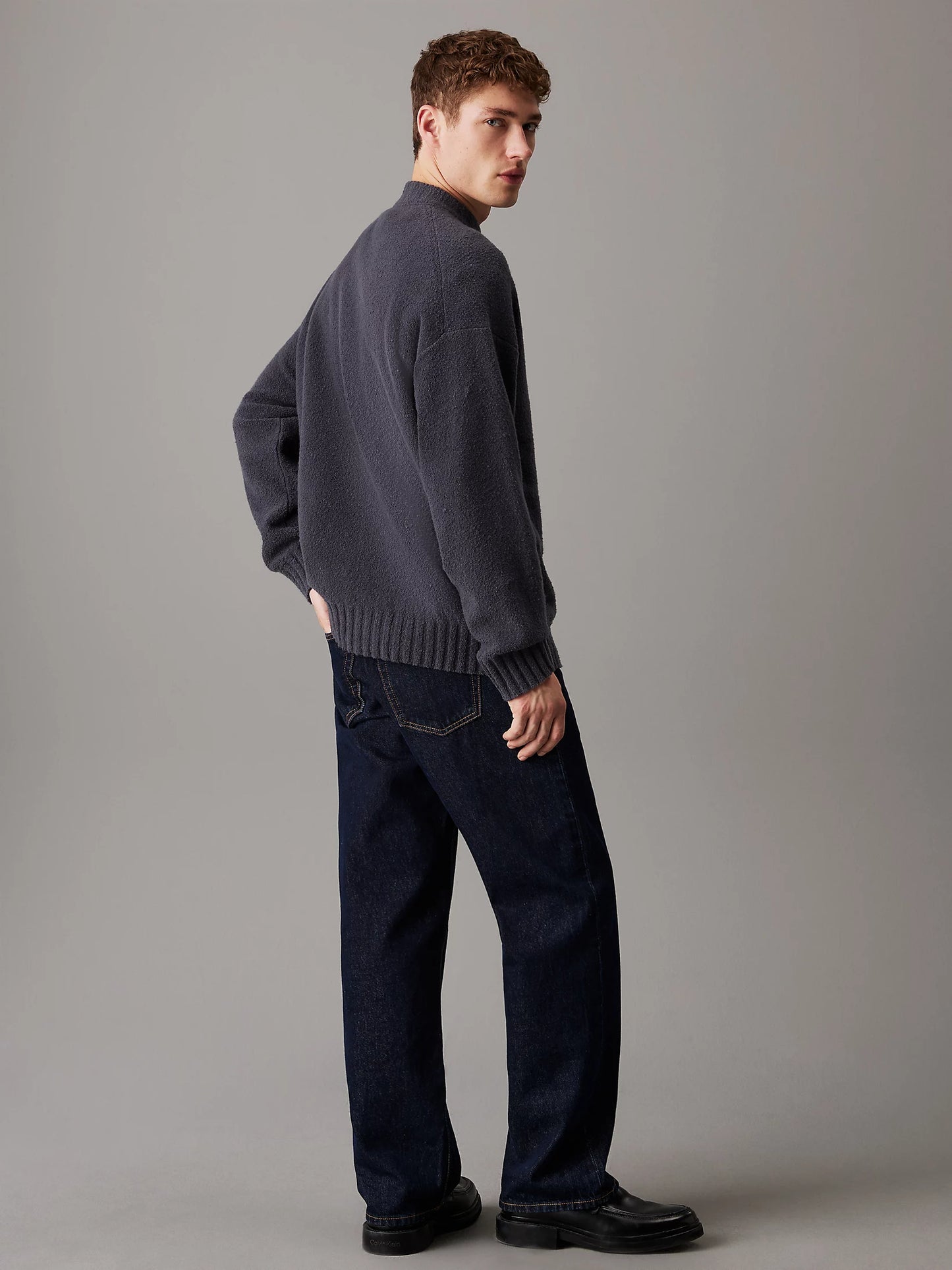 Relaxed Cotton Bouclé Jumper - Ebony