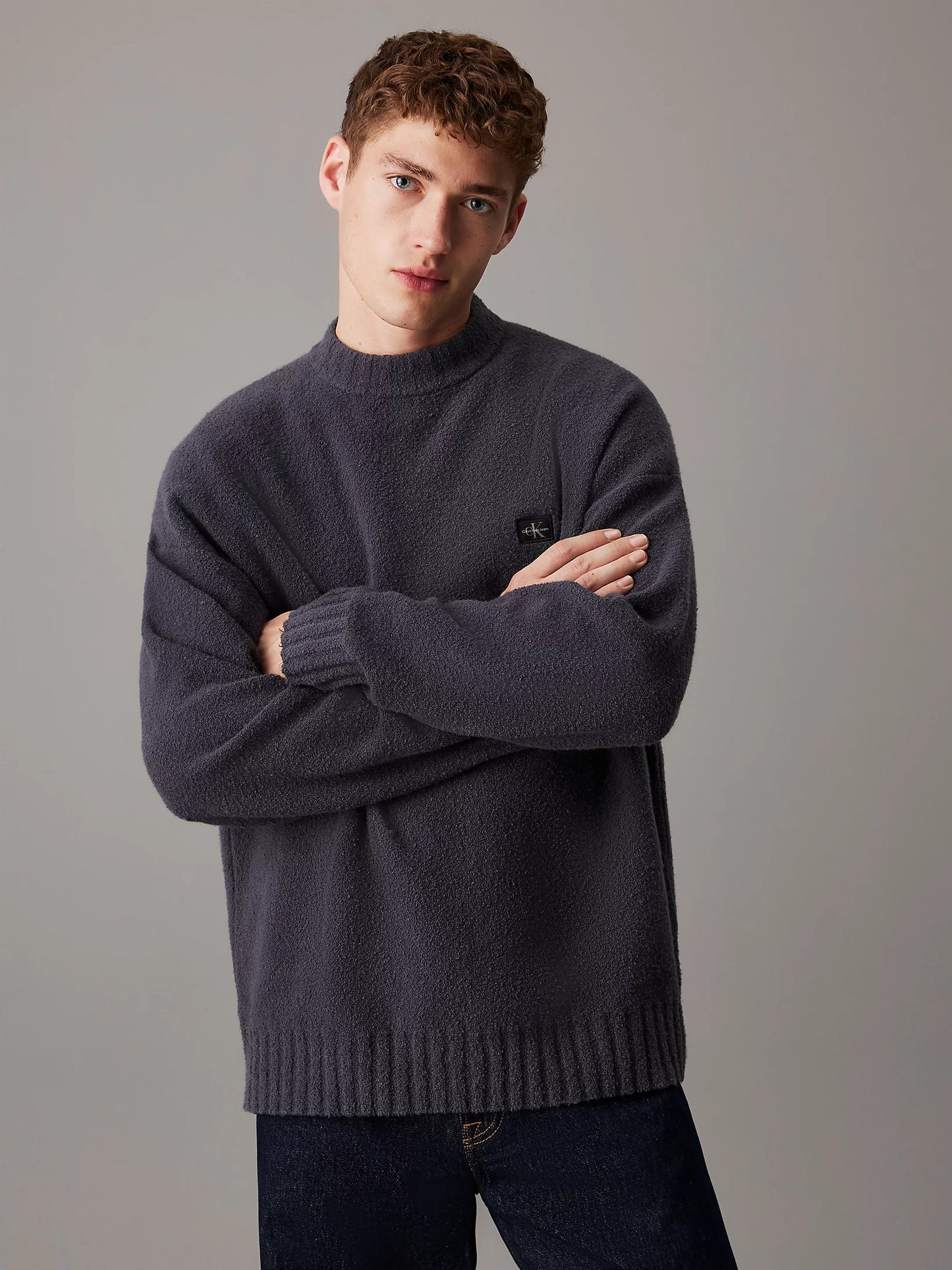 Relaxed Cotton Bouclé Jumper - Ebony