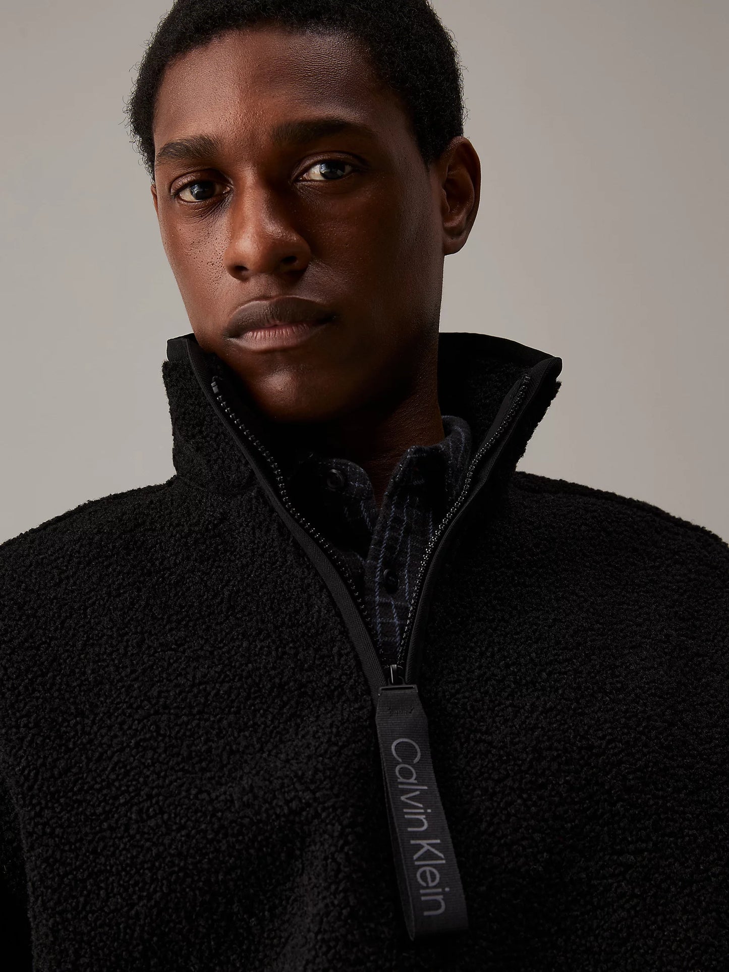 Relaxed Sherpa Half Zip Jacket - CK Black