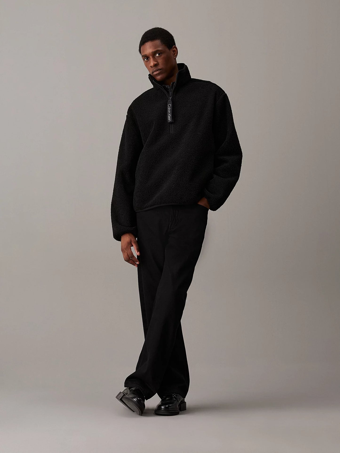 Relaxed Sherpa Half Zip Jacket - CK Black