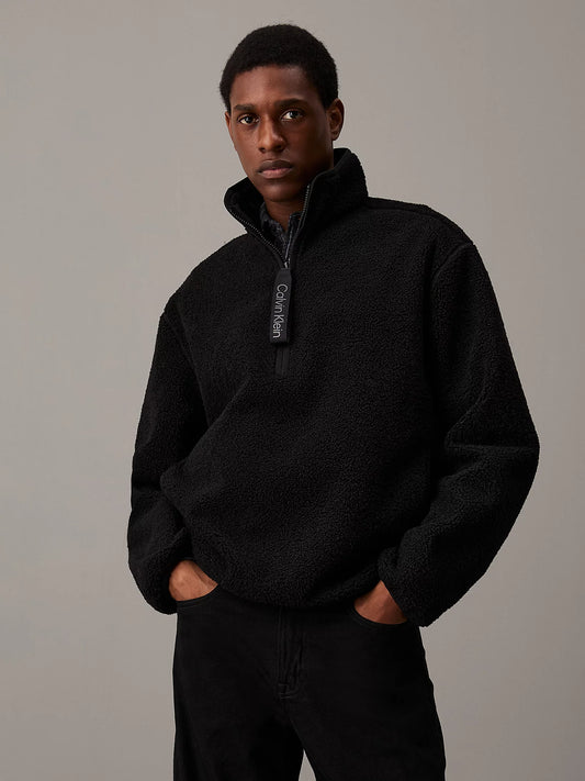 Relaxed Sherpa Half Zip Jacket - CK Black