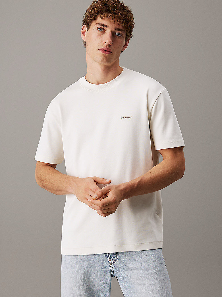 Cotton Stretch Badge T-Shirt - Tofu