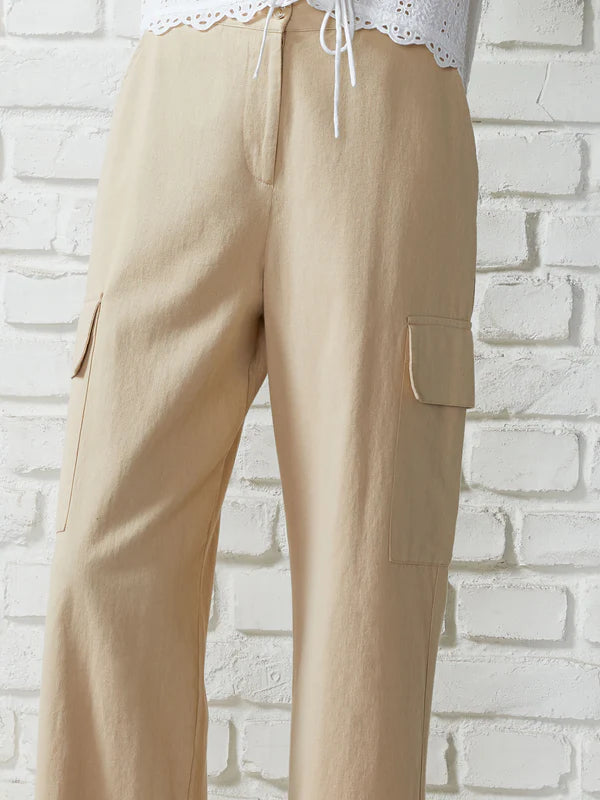 Utility Cotton Trousers - Sand