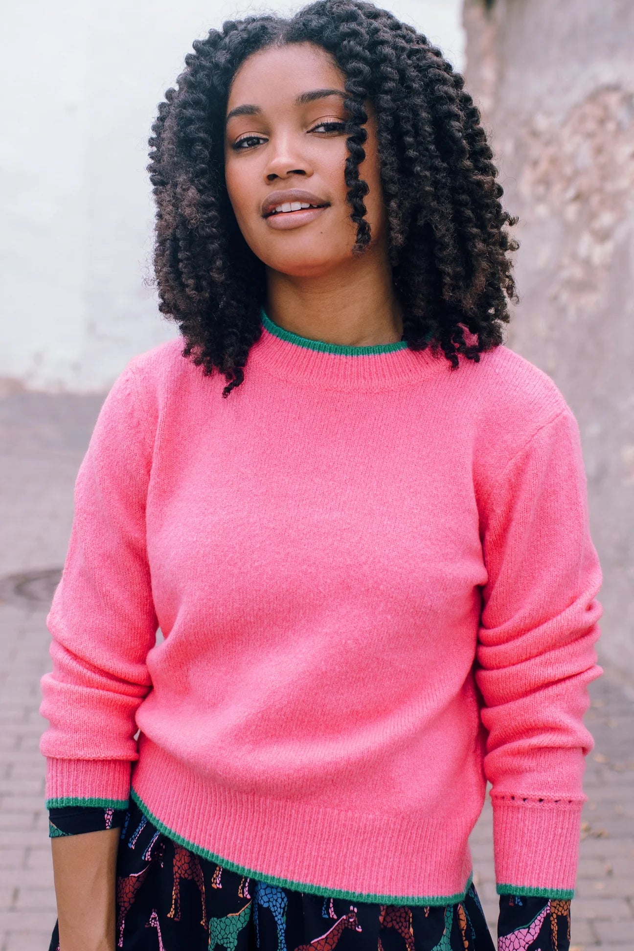 Helena Jumper - Pink, Contrast Tipping