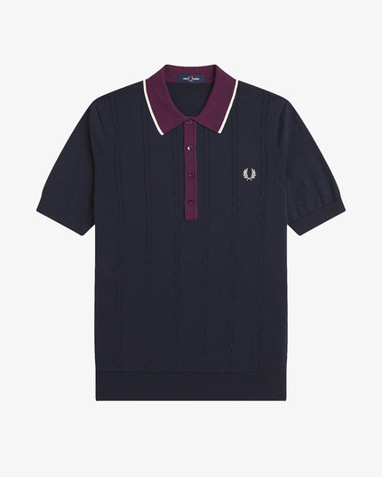 Fred Perry Cable Knit Shirt - Navy