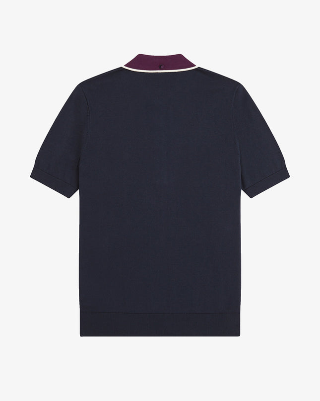 Fred Perry Cable Knit Shirt - Navy