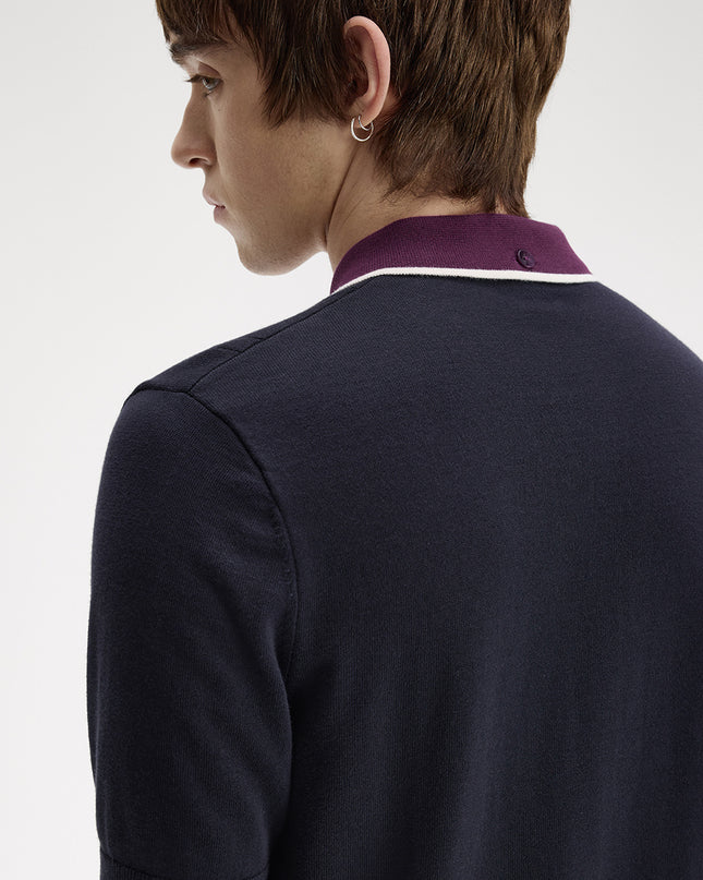 Fred Perry Cable Knit Shirt - Navy